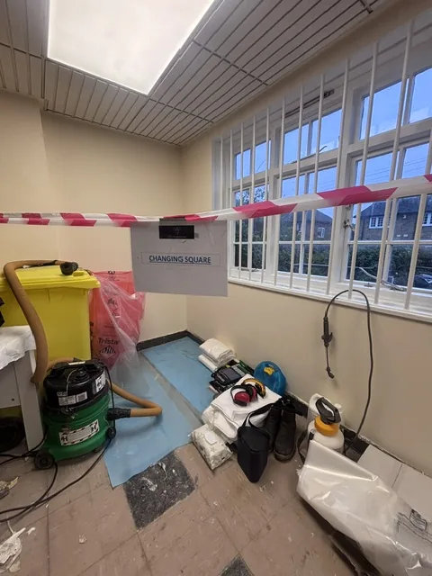 Asbestos floor tile and bitumen removal in Walworth